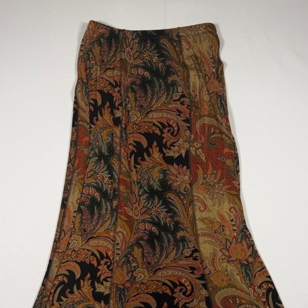 Coldwater Creek Womens Pet. PS Paisley Floral Maxi Skirt Earth Tones Boho A-Line - Picture 3 of 8